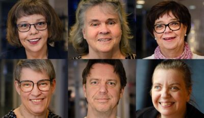 Montage av sex porträttbilder föreställande de sex ledamöter i DHR:s tidigare förbundsstyrelse som valde att avgå vid förbundsmötet 2026.